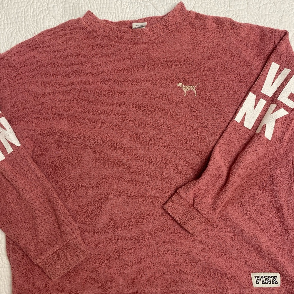 Vintage PINK LOGO Long Sleeve Crewneck  Rose Sweatshirt Loungewear Size Large